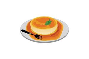 diseño vectorial de flan de leche con crema y caramelo. vector