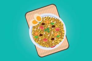 Delicious pilaf with egg vector illustration