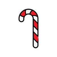 Red and white colored candy cane icon in flat style design isolated on white background. Editable stroke. vector