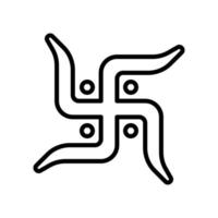 The swastika symbol, swastik, sacred symbol of hindus of divinity and spirituality icon in line style design isolated on white background. Editable stroke. vector