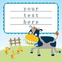 Vector cartoon of invitation card template with farm animals