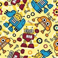 Seamless pattern vector of hand drawn robots cartoon