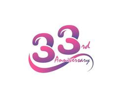 33 years anniversary logotype. 33rd Anniversary template design for Creative poster, flyer, leaflet, invitation card vector