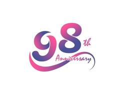 98 years anniversary logotype. 98th Anniversary template design for Creative poster, flyer, leaflet, invitation card vector