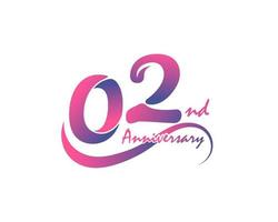 Logotipo de aniversario de 2 años. Diseño de plantilla de segundo aniversario para póster creativo, volante, folleto, tarjeta de invitación vector