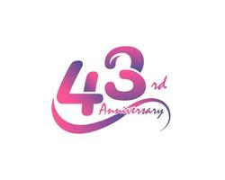 43 years anniversary logotype. 43rd Anniversary template design for Creative poster, flyer, leaflet, invitation card vector