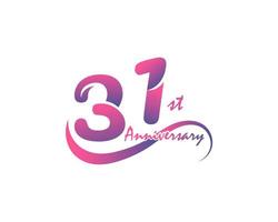 Logotipo de aniversario de 31 años. Diseño de plantilla del 31.º aniversario para afiches creativos, volantes, folletos, tarjetas de invitación vector