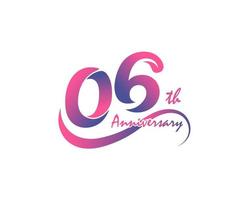 Logotipo de aniversario de 6 años. Diseño de plantilla del sexto aniversario para carteles creativos, folletos, folletos, tarjetas de invitación vector
