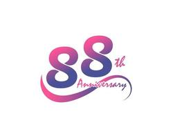 Logotipo de aniversario de 88 años. Diseño de plantilla del 88 aniversario para carteles creativos, volantes, folletos, tarjetas de invitación vector