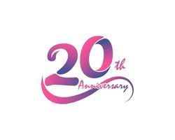 Logotipo de aniversario de 20 años. Diseño de plantilla del 20 aniversario para póster creativo, volante, folleto, tarjeta de invitación vector