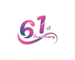 61 years anniversary logotype. 61th Anniversary template design for Creative poster, flyer, leaflet, invitation card vector