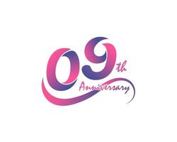 9 years anniversary logotype. 9th Anniversary template design for Creative poster, flyer, leaflet, invitation card vector