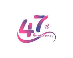 47 years anniversary logotype. 47th Anniversary template design for Creative poster, flyer, leaflet, invitation card vector