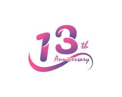 13 years anniversary logotype. 13th Anniversary template design for Creative poster, flyer, leaflet, invitation card vector