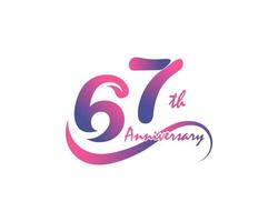 67 years anniversary logotype. 67th Anniversary template design for Creative poster, flyer, leaflet, invitation card vector