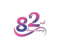 82 years anniversary logotype. 82th Anniversary template design for Creative poster, flyer, leaflet, invitation card vector