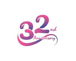 32 years anniversary logotype. 32nd Anniversary template design for Creative poster, flyer, leaflet, invitation card vector