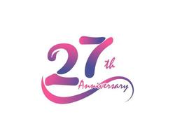 27 years anniversary logotype. 27th Anniversary template design for Creative poster, flyer, leaflet, invitation card vector