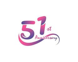 51 years anniversary logotype. 51st Anniversary template design for Creative poster, flyer, leaflet, invitation card vector