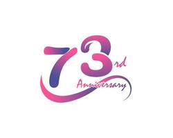 73 years anniversary logotype. 73rd Anniversary template design for Creative poster, flyer, leaflet, invitation card vector