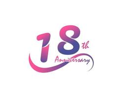 Logotipo de aniversario de 18 años. Diseño de plantilla del 18º aniversario para carteles creativos, folletos, folletos, tarjetas de invitación vector