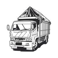 Truck expedition line art vector illustration