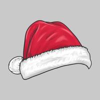 Santa red hat vector drawing. Hand drawn style vector illustration