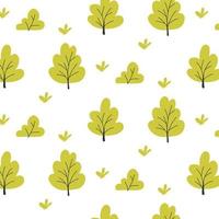 Childish seamless pattern with trees and bushes. Kids print with nature. Vector illustration in cartoon style. Flat style.