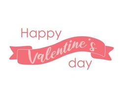 Happy valentines day. Lettering valentines day with ribbon. Vector illustration in flat style.