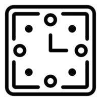 Square wall clock icon, outline style vector