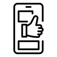 Thumb up chat product review icon, outline style vector