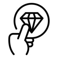 Diamond sticker product review icon, outline style vector