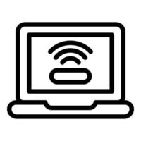 Wifi laptop request icon, outline style vector