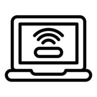 Wifi laptop request icon, outline style vector