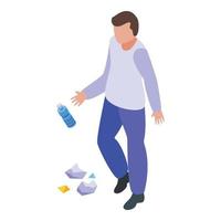 Water bottle careless person icon, isometric style vector