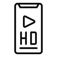 Smartphone hd stream icon, outline style vector