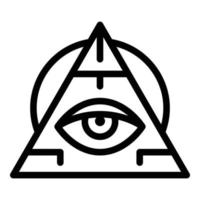 icono de amuleto de ojo de pirámide, estilo de esquema vector