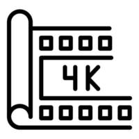 4k video stream icon, outline style vector