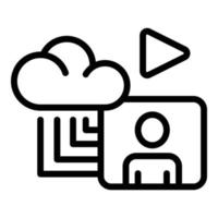 icono de flujo de nube de datos, estilo de esquema vector