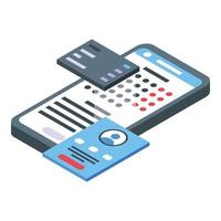 Phone interface icon, isometric style vector