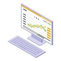 Crypto analytics icon, isometric style vector