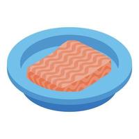 Bacon on plate icon, isometric style vector