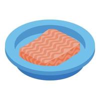 Bacon on plate icon, isometric style vector