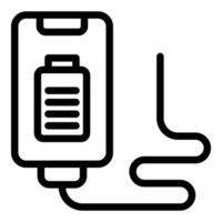 icono de cable adaptador de cargador, estilo de contorno vector