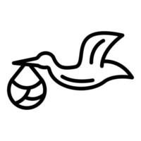 Flying baby stork icon, outline style vector