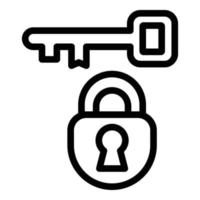 Key padlock reliability icon, outline style vector