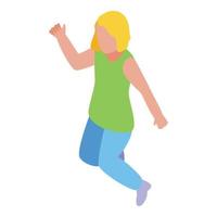 Hyperactivity kid jump icon, isometric style vector