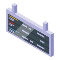 Railway schedule icon, isometric style vector