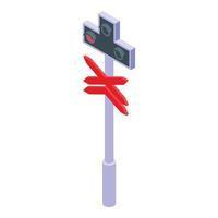 Railway warning indicator icon, isometric style vector