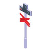 Railway warning indicator icon, isometric style vector